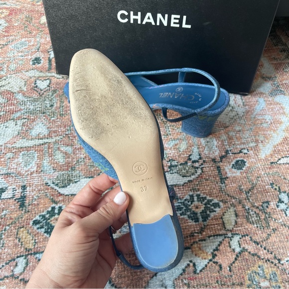 Chanel Blue 22S G31318 Mademoiselle Coco Denim Slingback Heel - Picture 10 of 10